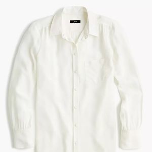 Jcrew  Button-up shirt in Re-Imagined Silk Size 14 Ivory